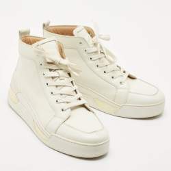 Christian Louboutin White Leather Rankick High Top Sneakers Size 42
