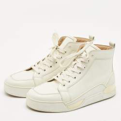 Christian Louboutin White Leather Rankick High Top Sneakers Size 42