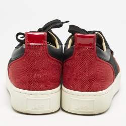 Christian Louboutin Red/Black Leather and Mesh Happyrui Sneakers Size 42