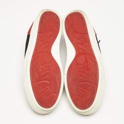 Christian Louboutin Red/Black Leather and Mesh Happyrui Sneakers Size 42