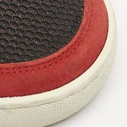 Christian Louboutin Red/Black Leather and Mesh Happyrui Sneakers Size 42