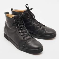 Christian Louboutin Black Leather Louis High Top Sneakers Size 43