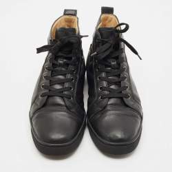 Christian Louboutin Black Leather Louis High Top Sneakers Size 43