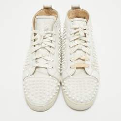 Christian Louboutin White Leather Louis Spikes High Top Sneakers Size 43