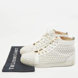 Christian Louboutin White Leather Louis Spikes High Top Sneakers Size 43