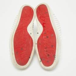 Christian Louboutin White Leather Louis Spikes High Top Sneakers Size 43