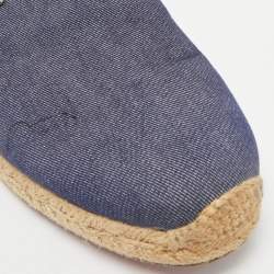 Christian Louboutin Blue Denim Spike Trim Espadrille Flats Size 45