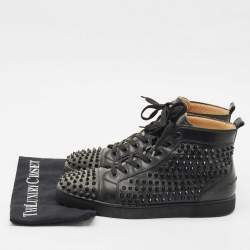 Christian Louboutin Black Leather Louis Junior High Top Sneakers Size 44