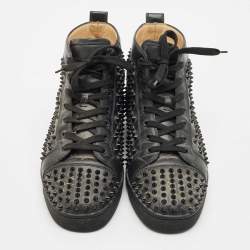 Christian Louboutin Black Leather Louis Junior High Top Sneakers Size 44