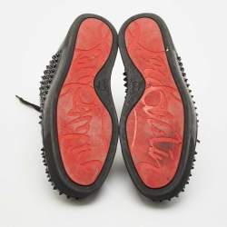 Christian Louboutin Black Leather Louis Junior High Top Sneakers Size 44