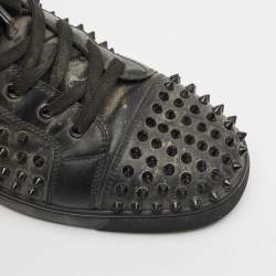 Christian Louboutin Black Leather Louis Junior High Top Sneakers Size 44