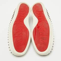 Christian Louboutin Black Laminated Leather Pik Boat Slip On Sneakers Size 41