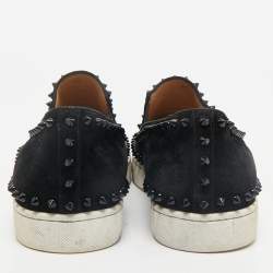 Christian Louboutin Black Suede Pik Boat Slip On Sneakers Size 45