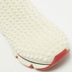 Christian Louboutin White Neoprene Spike Sock Sneakers Size 40