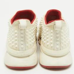 Christian Louboutin White Neoprene Spike Sock Sneakers Size 40