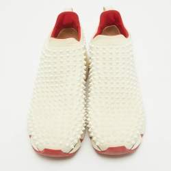 Christian Louboutin White Neoprene Spike Sock Sneakers Size 40