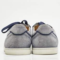 Christian Louboutin Blue Suede Louis Junior Lace Up Sneakers Size 44.5