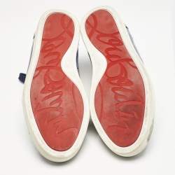 Christian Louboutin Blue Suede Louis Junior Lace Up Sneakers Size 44.5