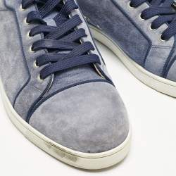 Christian Louboutin Blue Suede Louis Junior Lace Up Sneakers Size 44.5