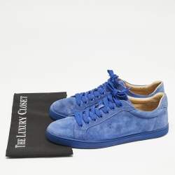 Christian Louboutin Blue Suede Louis Junior Lace Up Sneakers Size 42
