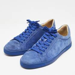 Christian Louboutin Blue Suede Louis Junior Lace Up Sneakers Size 42