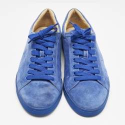 Christian Louboutin Blue Suede Louis Junior Lace Up Sneakers Size 42