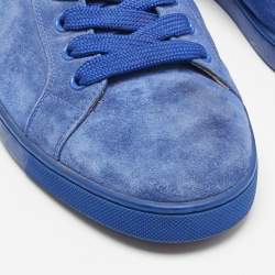 Christian Louboutin Blue Suede Louis Junior Lace Up Sneakers Size 42