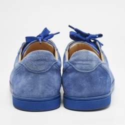 Christian Louboutin Blue Suede Louis Junior Lace Up Sneakers Size 42