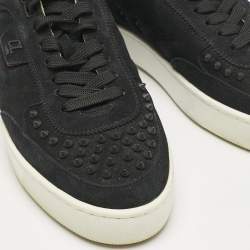 Christian Louboutin Black Suede Happyrui Spikes Low Top Sneakers Size 43