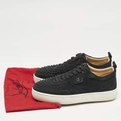 Christian Louboutin Black Suede Happyrui Spikes Low Top Sneakers Size 43