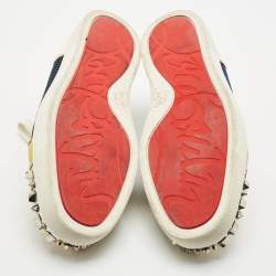 Christian Louboutin Multicolor Mesh and Leather Louis Junior Spikes Sneakers Size 44.5