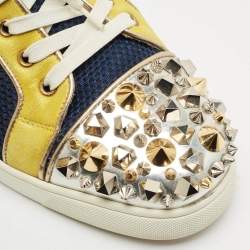 Christian Louboutin Multicolor Mesh and Leather Louis Junior Spikes Sneakers Size 44.5