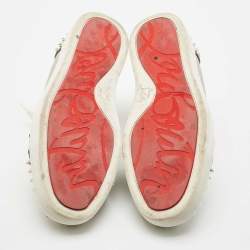 Christian Louboutin Silver Glitter Louis Junior Lace Up Sneakers Size 44.5