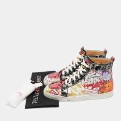 Christian Louboutin Multicolor Leather and Patent Leather Louis Orlato High Top Sneakers Size 44.5