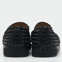 Christian Louboutin Black Leather Roller Boat Loafers Size 44