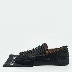 Christian Louboutin Black Leather Roller Boat Loafers Size 44