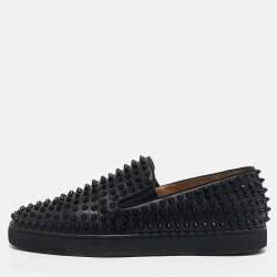 Christian Louboutin Black Leather Roller Boat Loafers Size 44