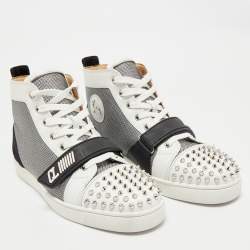 Christian Louboutin Multicolor Leather and Suede Lou Spikes Sneakers Size 43.5
