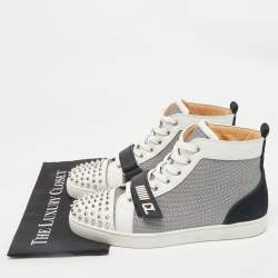 Christian Louboutin Multicolor Leather and Suede Lou Spikes Sneakers Size 43.5