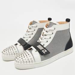 Christian Louboutin Multicolor Leather and Suede Lou Spikes Sneakers Size 43.5