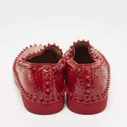 مملوكة مسبقًا Christian Louboutin Roller Boat Spikes Size 40 Red Python Slip On Sneakers