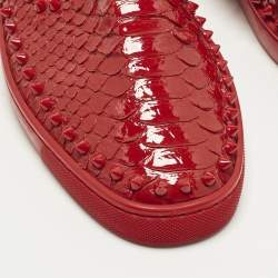 مملوكة مسبقًا Christian Louboutin Roller Boat Spikes Size 40 Red Python Slip On Sneakers