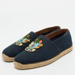Christian Louboutin Navy Blue Canvas Cario Loubi Flat Olona Espadrilles Sneakers Size 41