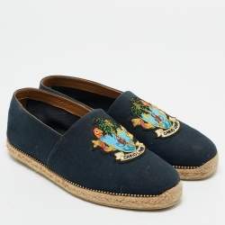 Christian Louboutin Navy Blue Canvas Cario Loubi Flat Olona Espadrilles Sneakers Size 41
