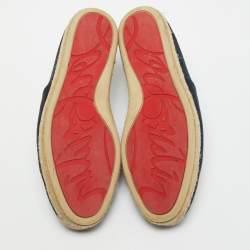 Christian Louboutin Navy Blue Canvas Cario Loubi Flat Olona Espadrilles Sneakers Size 41