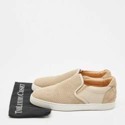 Christian Louboutin Beige Leather and Suede Louis Junior Slip On Sneakers Size 42.5