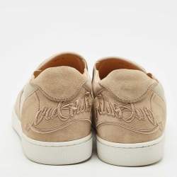 Christian Louboutin Beige Leather and Suede Louis Junior Slip On Sneakers Size 42.5
