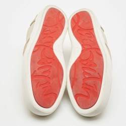 Christian Louboutin Beige Leather and Suede Louis Junior Slip On Sneakers Size 42.5