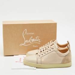 Christian Louboutin Beige Camo Canvas and Leather Louis Junior Orlato Sneakers Size 43.5
