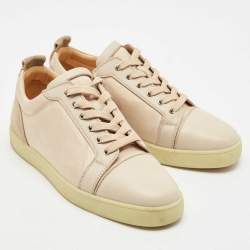 Christian Louboutin Beige Camo Canvas and Leather Louis Junior Orlato Sneakers Size 43.5